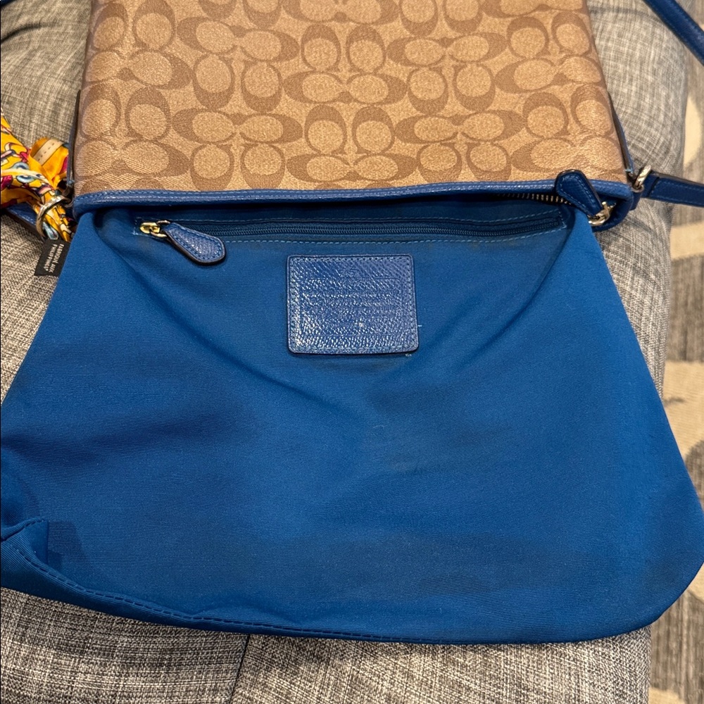 Coach File Bag Signature Blue Brown Crossbody - Picture 10 of 17